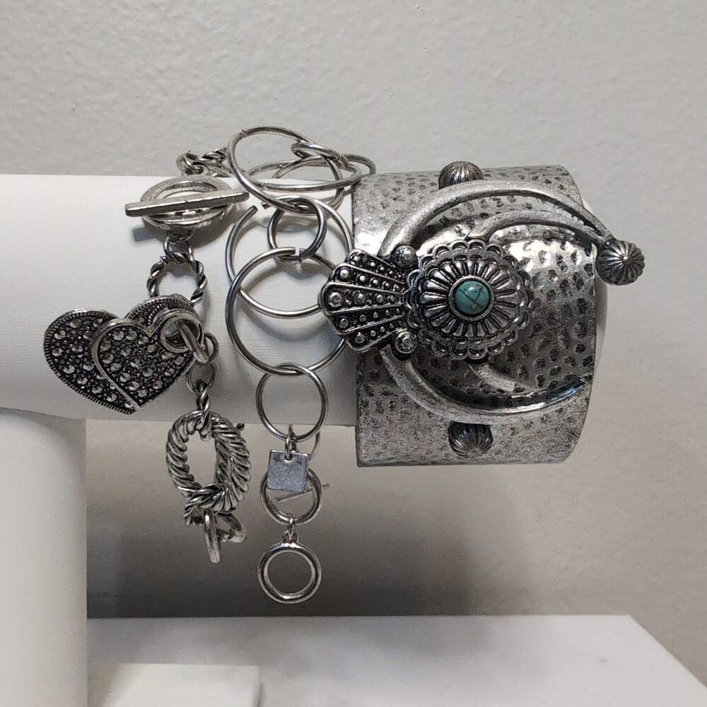 Silver Tone Statement Cuff Bracelet Lot